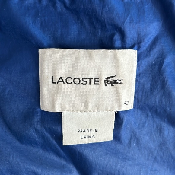 Lacoste cobalt blue thin hooded puffer jacket. Spring/fall jacket size 42. - Picture 3 of 4